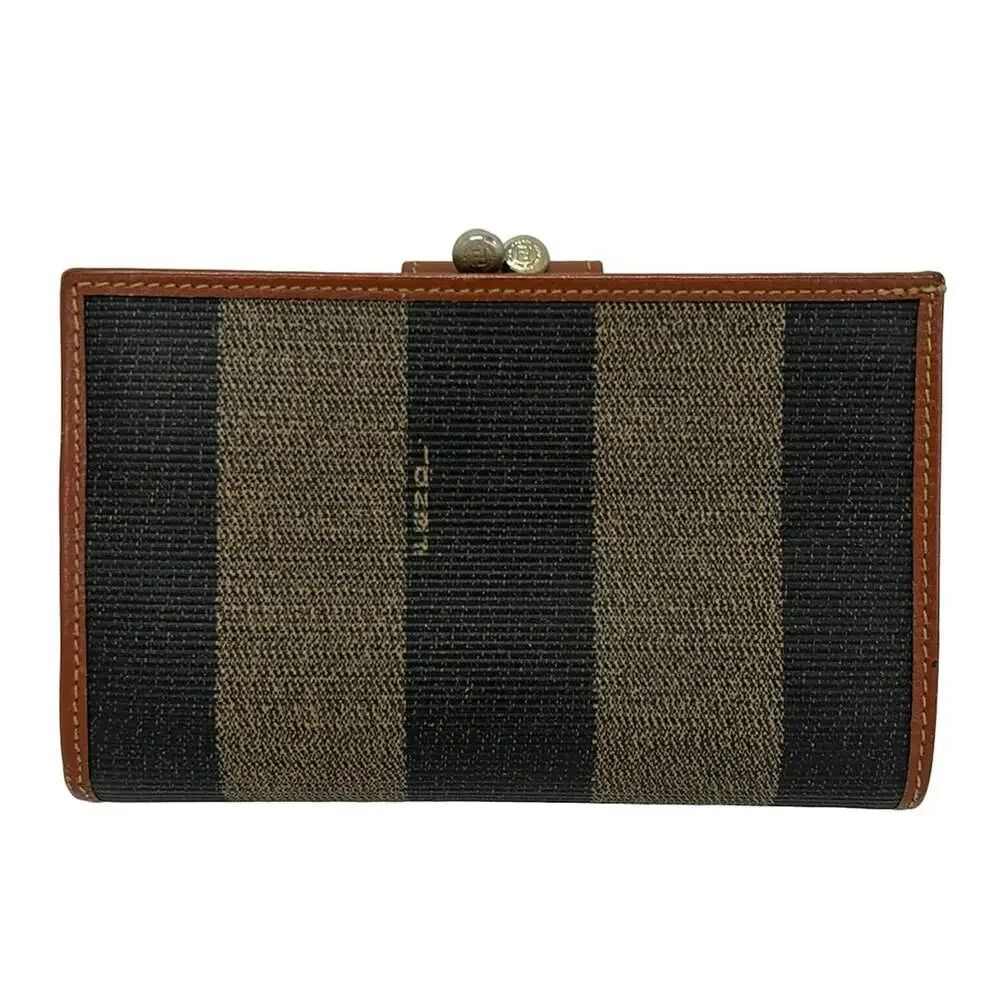 Fendi Bifold Wallet 01962 Dark Brown Dark Gray Brown PVC Leather